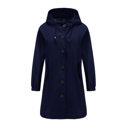 Manteau de Pluie Classique Uni avec Boutons et Légère Imperméable pour les Femmes | Idéal pour l'hiver